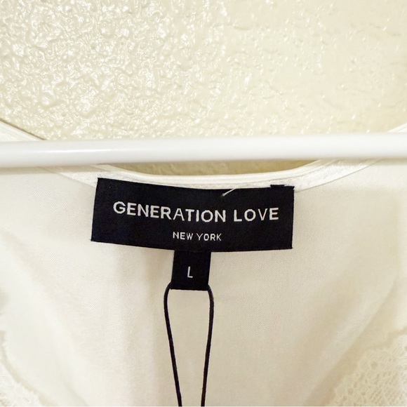 NWT Generation Love Mona Stretch Silk Charmeuse Lace Combo Blouse White Large - Picture 12 of 12